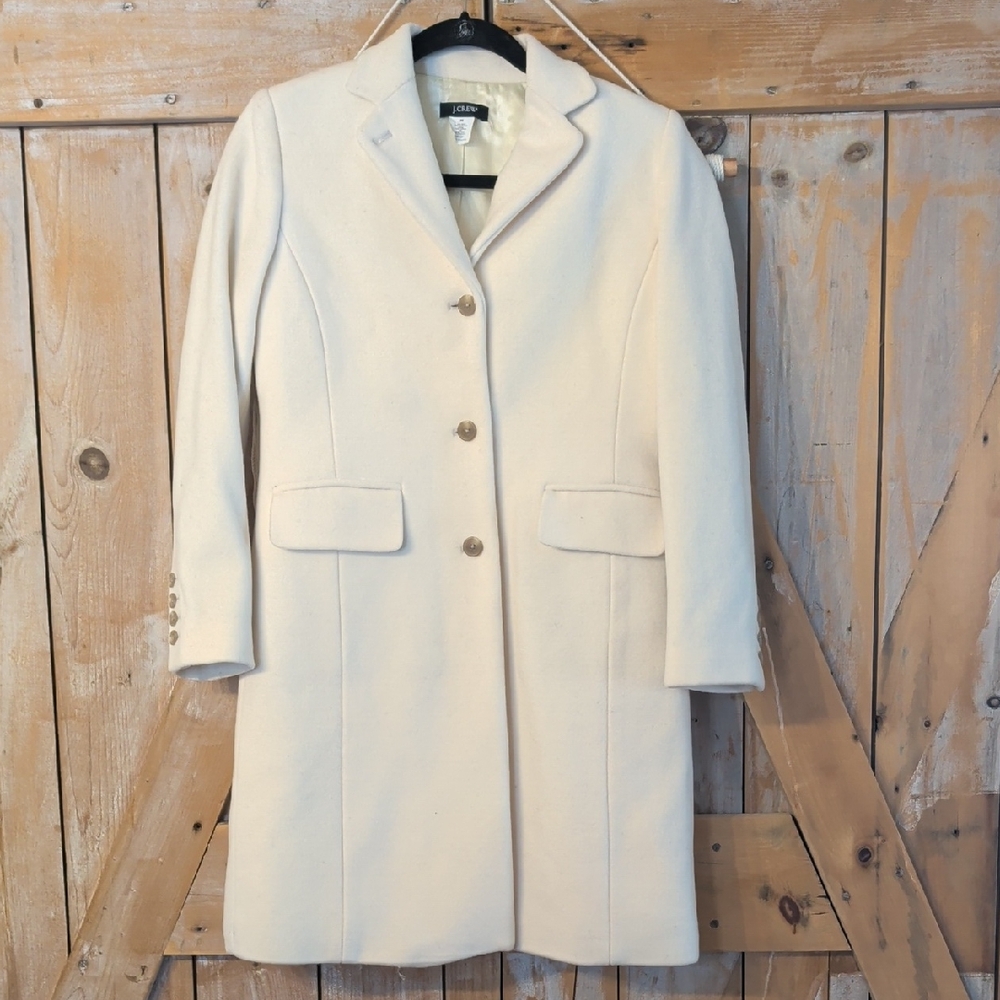 J. Crew Wool/Cashmere Ivory Coat.  Size  PO